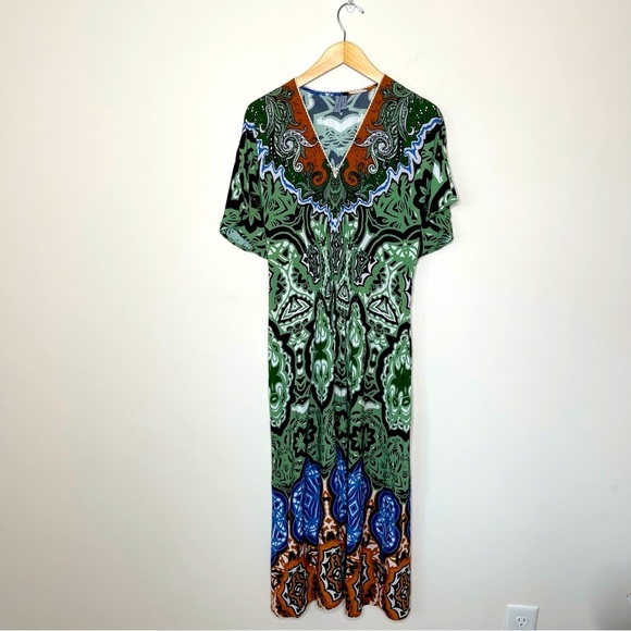 Anthropologie Bl-nk The Tatiana Kaftan Maxi Dress boho wedding guest vacation - Picture 2 of 16